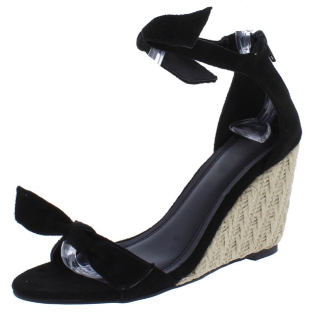 Black Espadrille Wedge Sandals